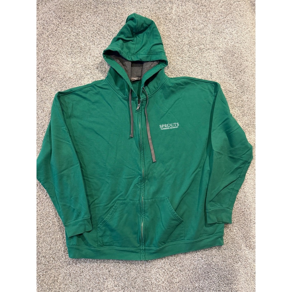 Silk Screen Shirts Hoodie Mens 3XL Green Sprouts Farmers Market Full Zip Logo